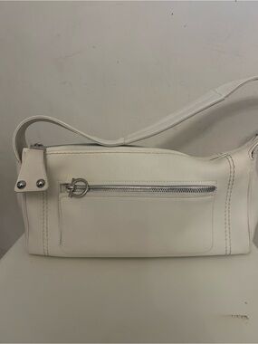 Salvatore Ferragamo off White Leather Shoulder Bag with Front Zip